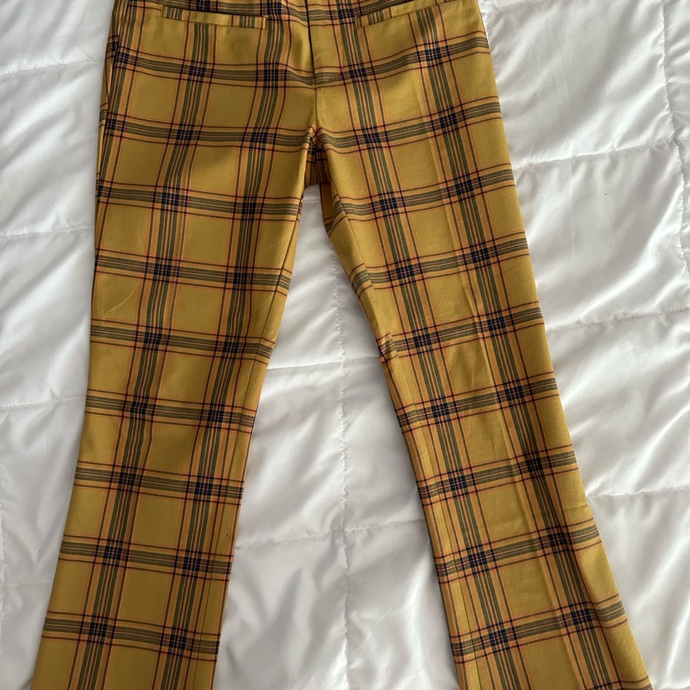 Anthropology Maeve The Essential Slim Kick Flare Plaid Pants size 0P